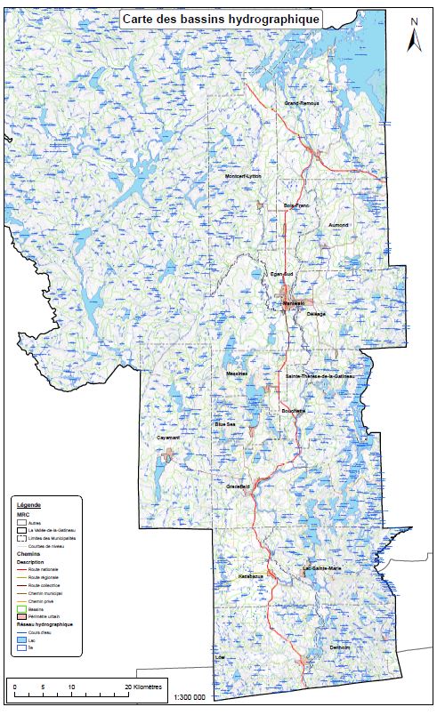 Bassins versants des lacs grande echelle